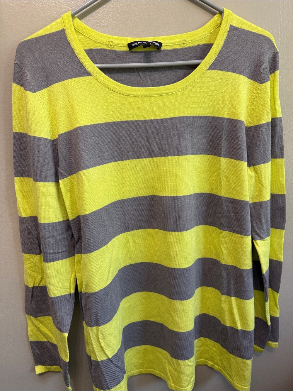 Cable & Gauge Neon Yellow and Gray Striped Long-Sleeve Tee